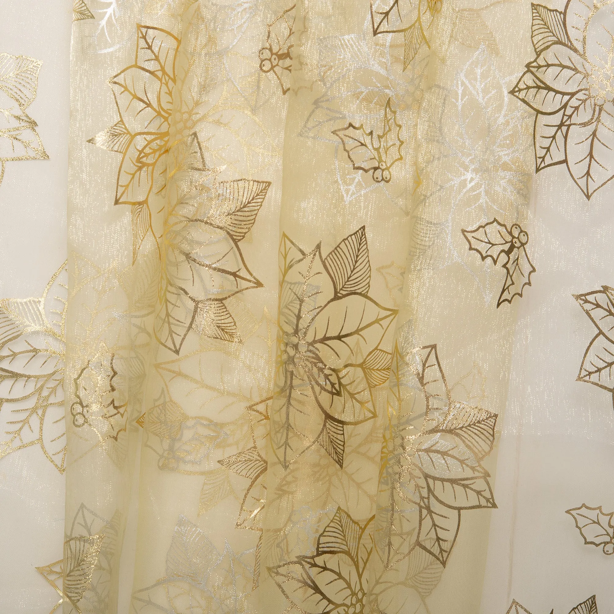 Holiday Organza Foil - Poinsettia - White / Gold