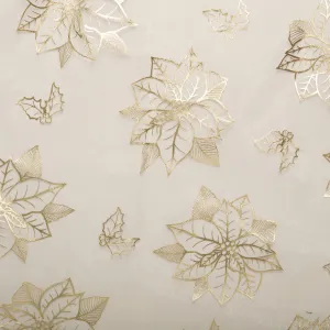 Holiday Organza Foil - Poinsettia - White / Gold