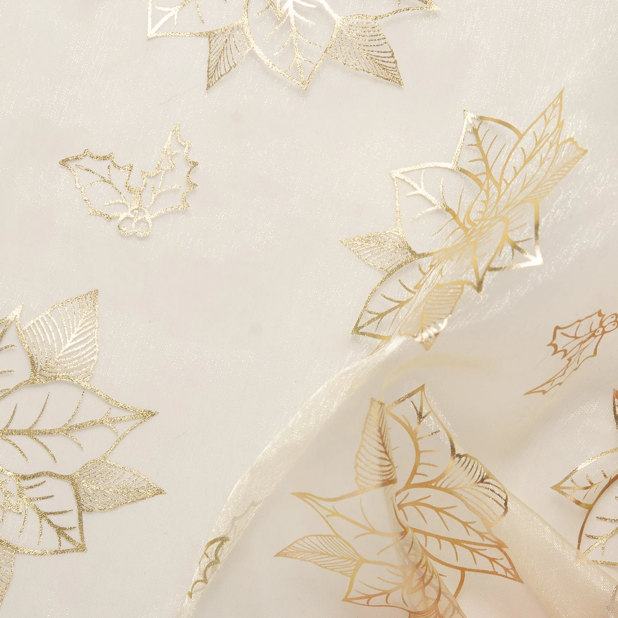 Holiday Organza Foil - Poinsettia - White / Gold