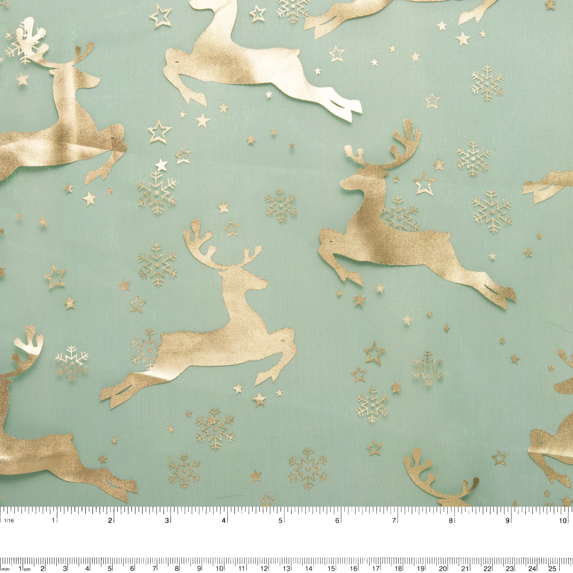 Holiday Organza Foil - Reindeer - Green