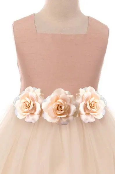 Ivory Poly Silk Tulle Girls Dress