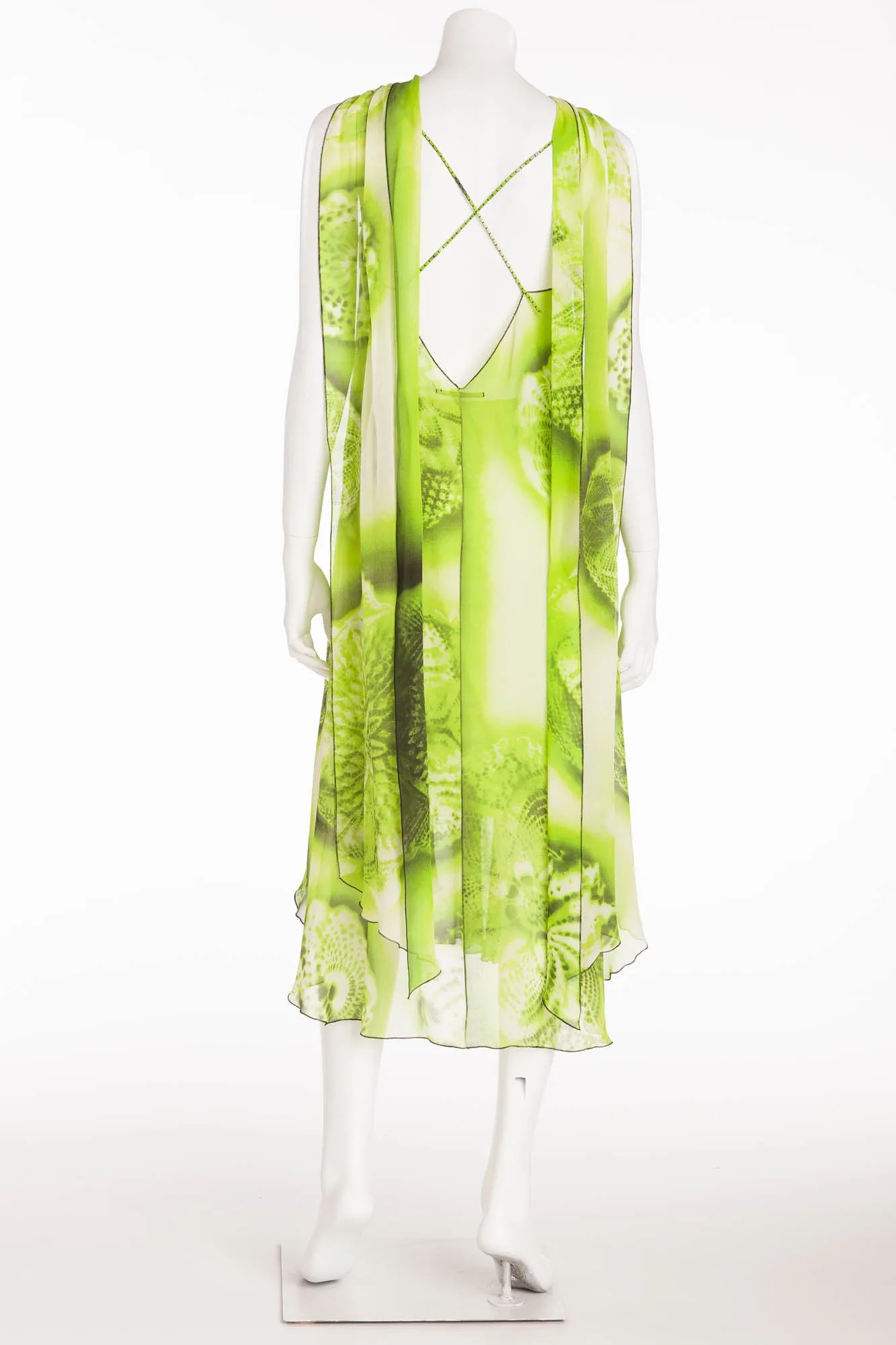 Jean Paul Gaultier - Lime Green Chiffon Dress with Slip - IT 42