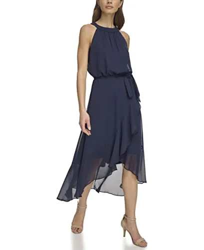 Jessica Howard Women's Wedding Guest Sleevless Chiffon Dress, Navy