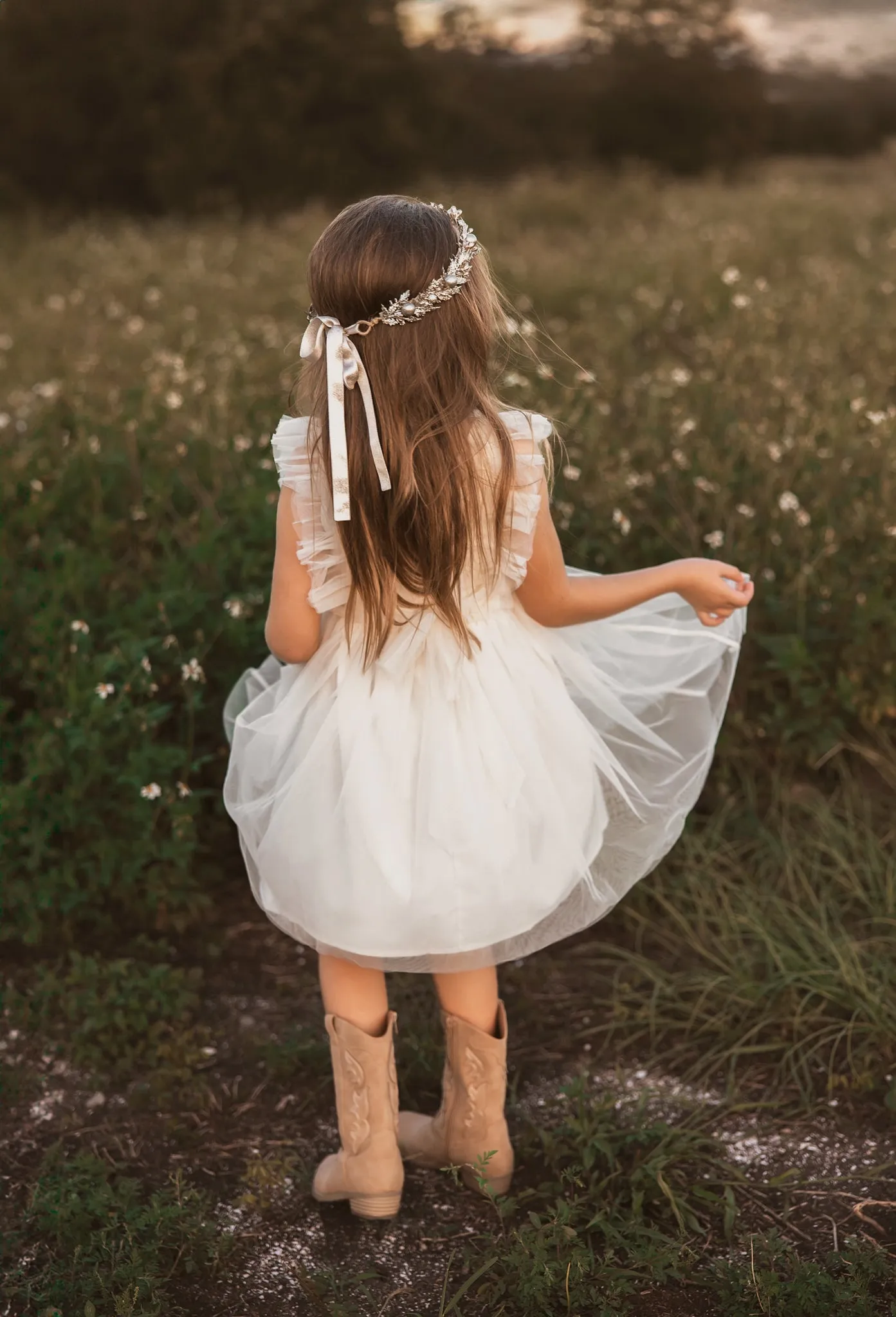 Kaitlyn Embroidered Dress (antique ivory tulle)