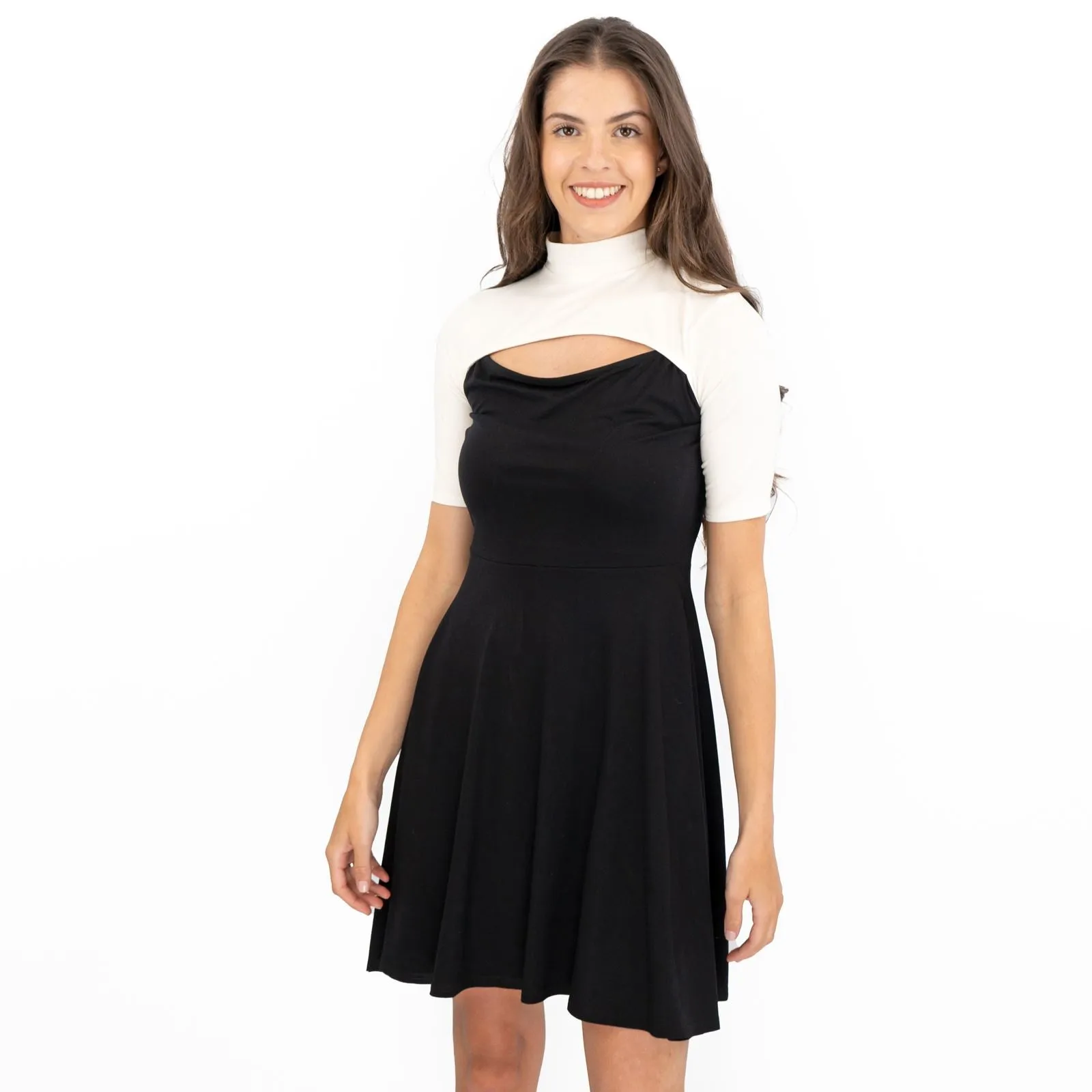 Karen Millen Black Short Sleeve Peep Hole Detail Summer Short Dresses