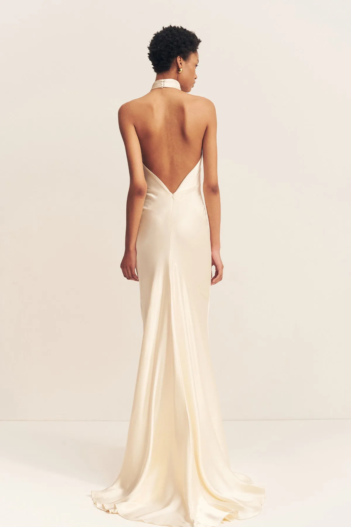 LA LUNE HIGH COWL OPEN BACK MAXI DRESS - CREAM