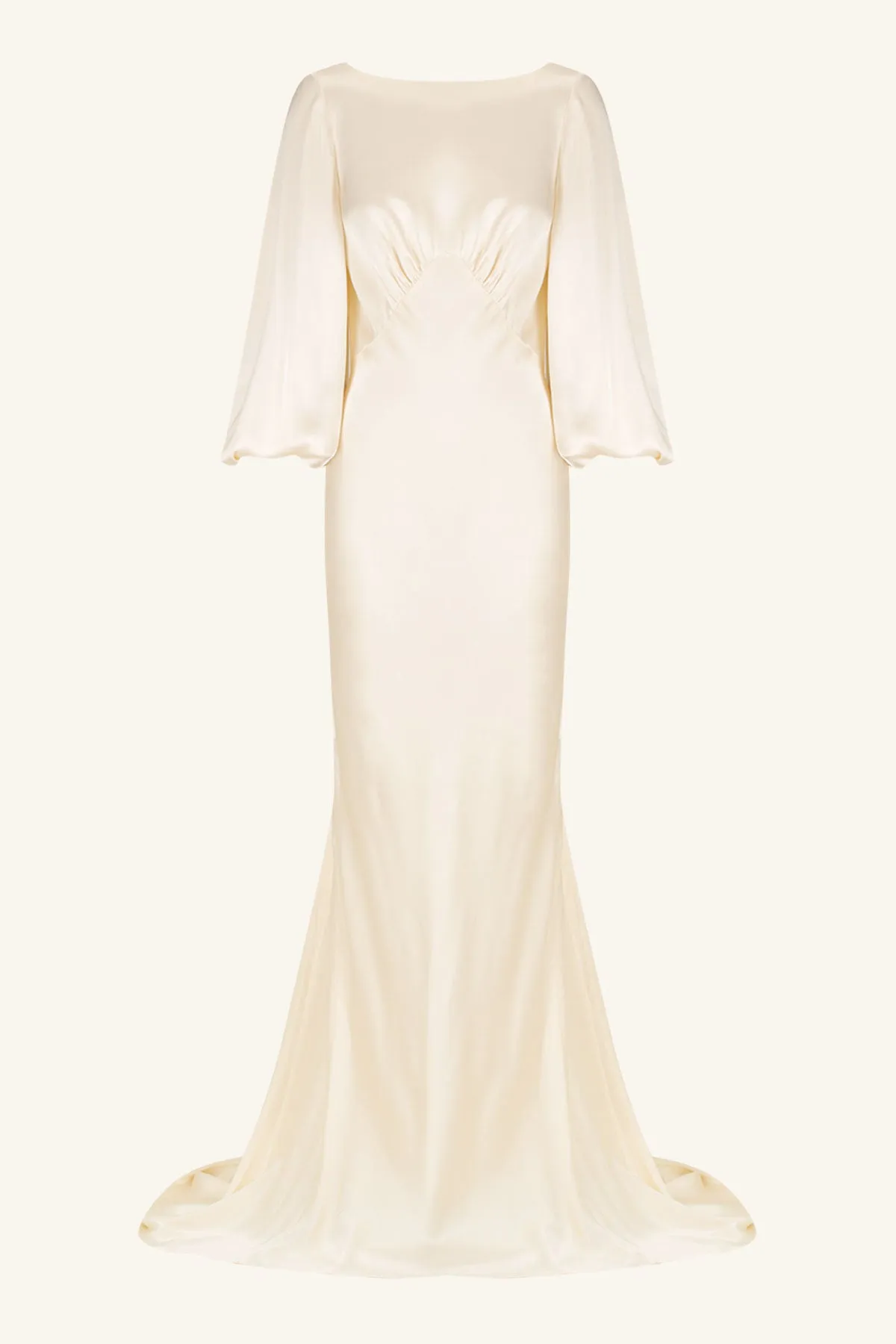 LA LUNE OPEN BACK BALLOON SLEEVE MAXI DRESS - CREAM