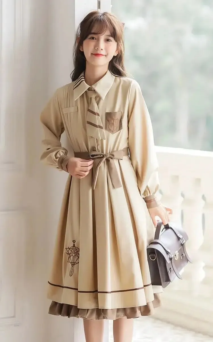 Light Academia Uniform Midi Dress