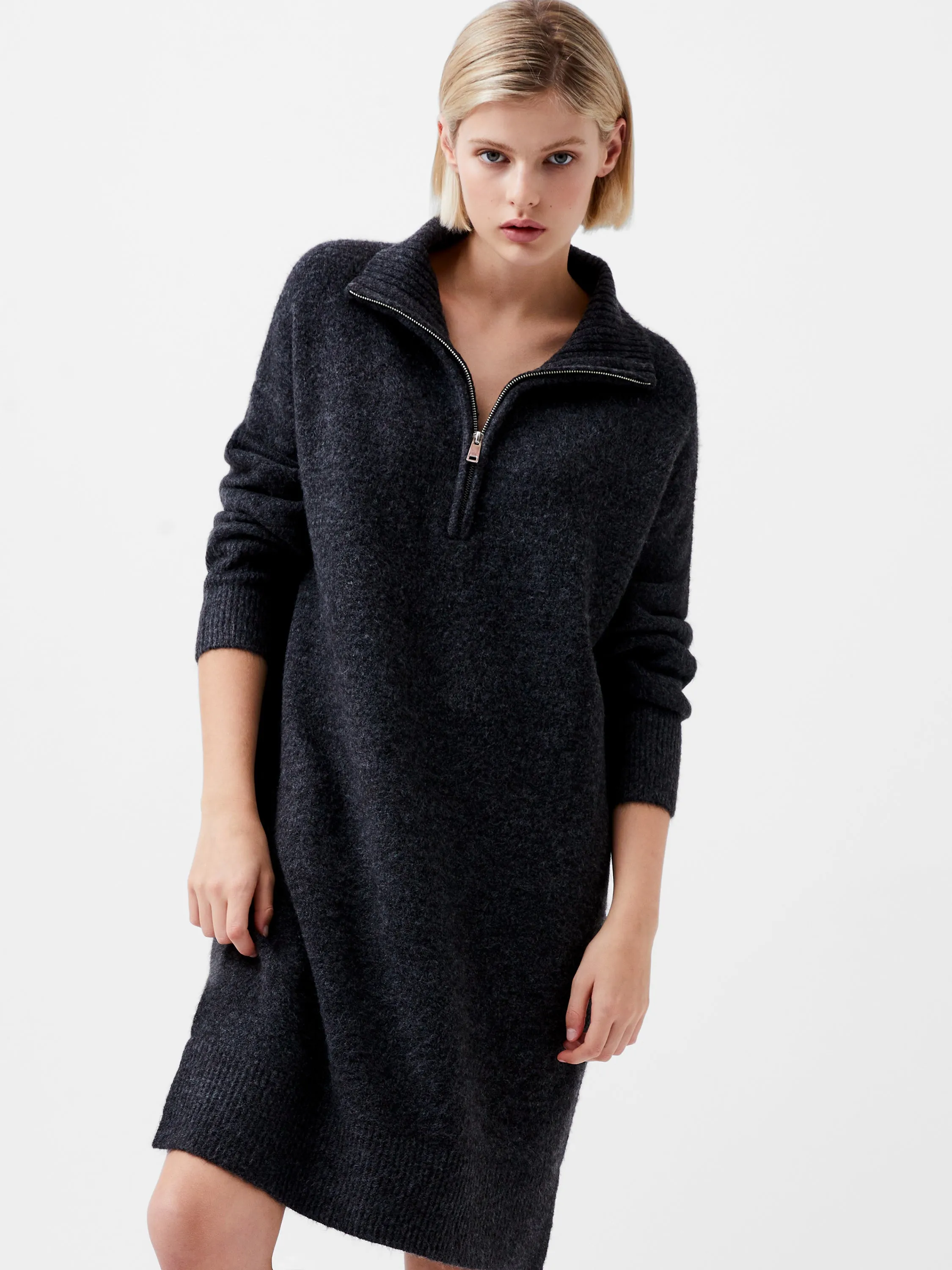 Maddox Half Zip Long Sleeve Knit Dress