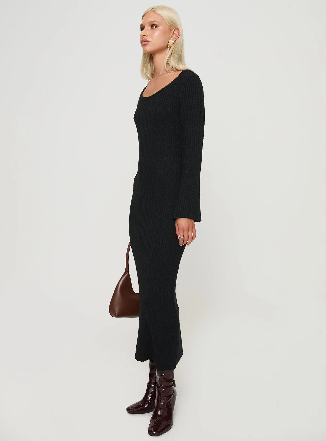 Malletti Long Sleeve Maxi Dress Black