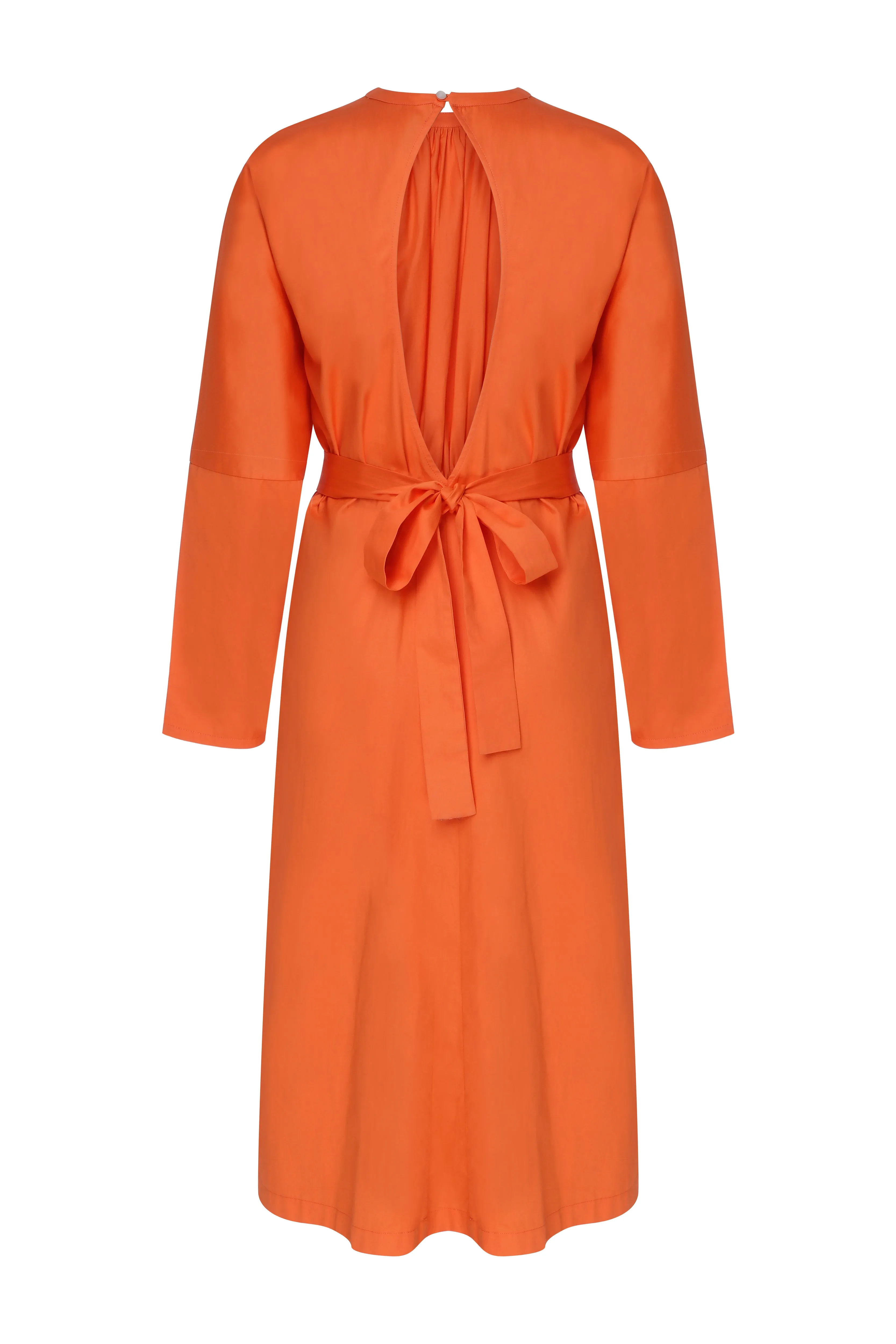 Martha Open Back Cotton Dress in Orange