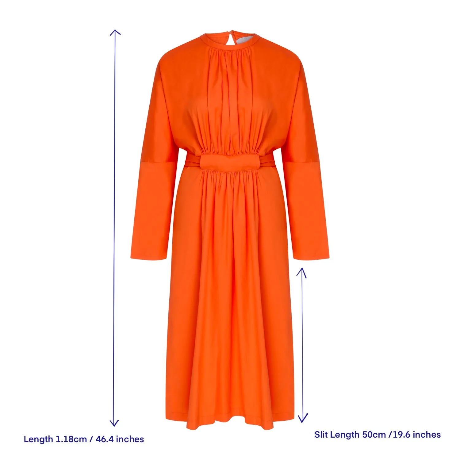 Martha Open Back Cotton Dress in Orange