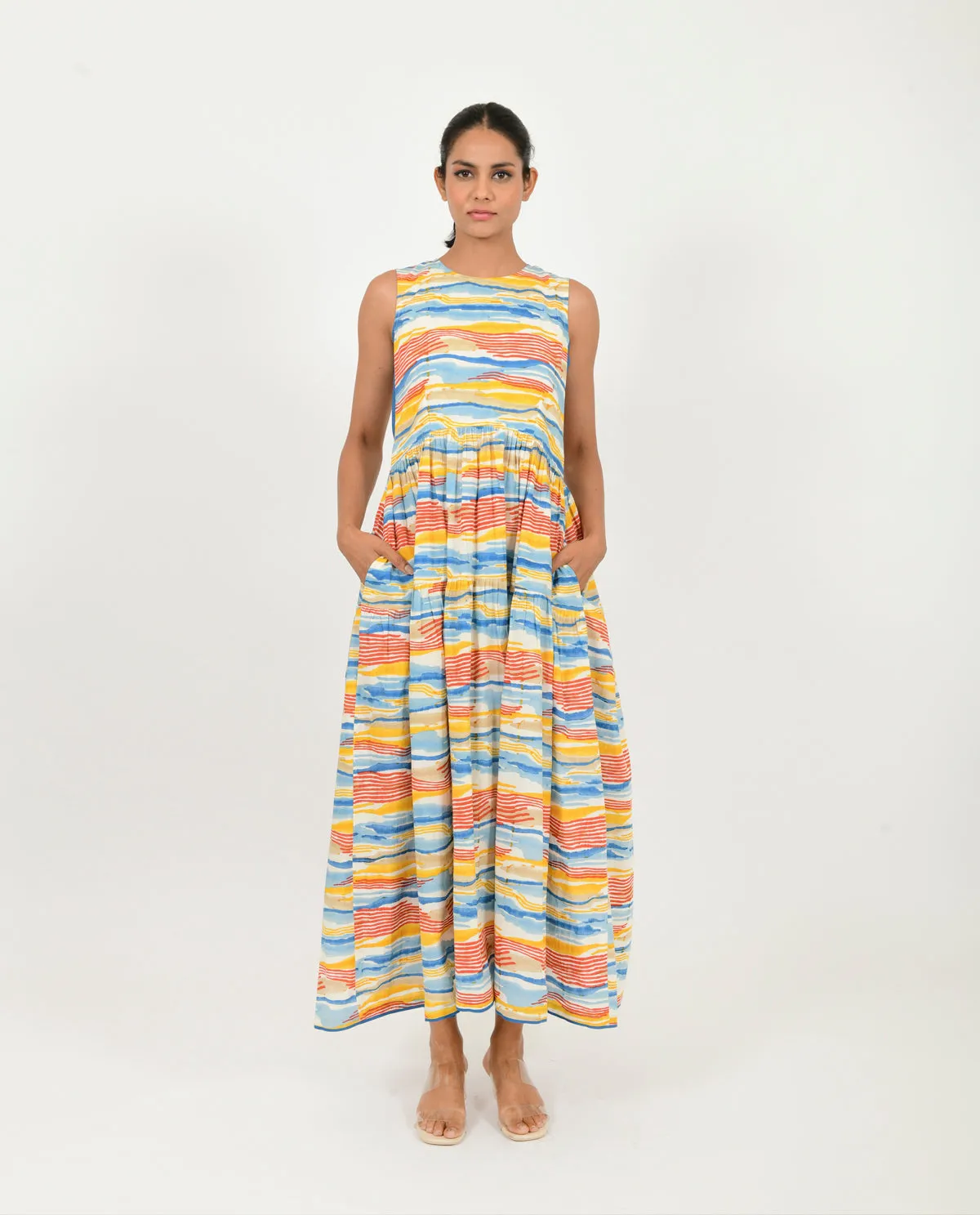 MULTI WAVE GATHER DRESS