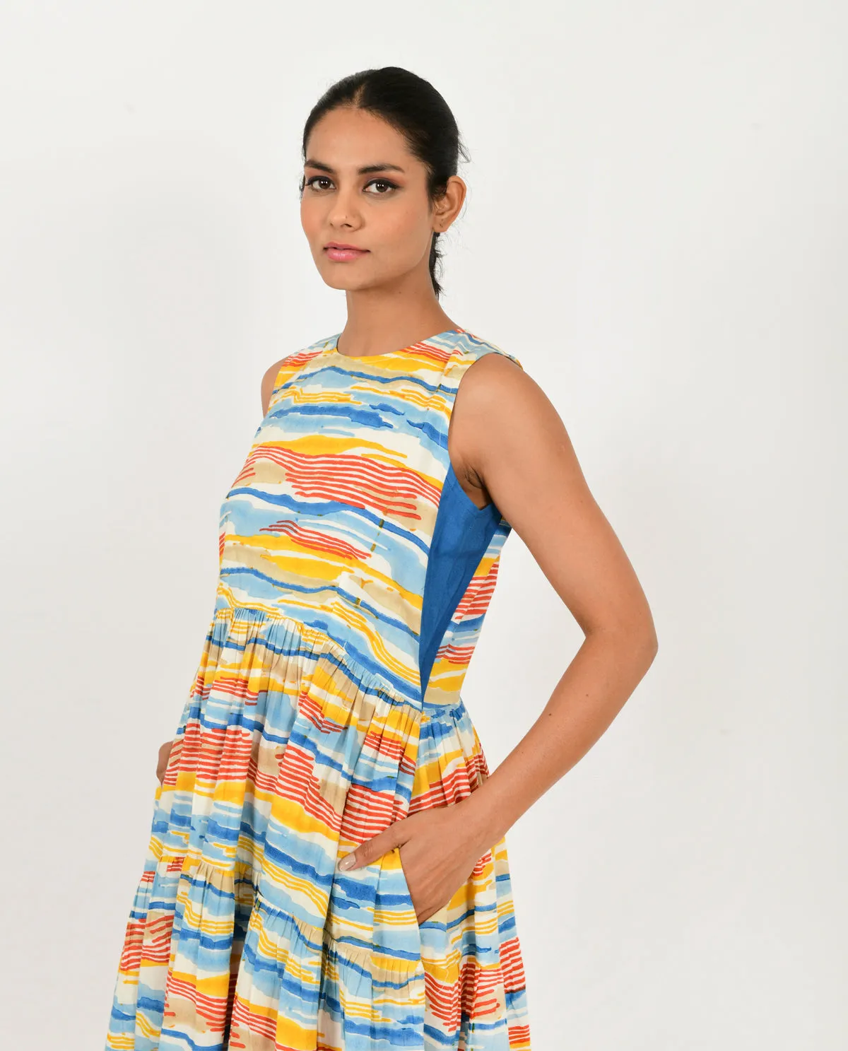 MULTI WAVE GATHER DRESS