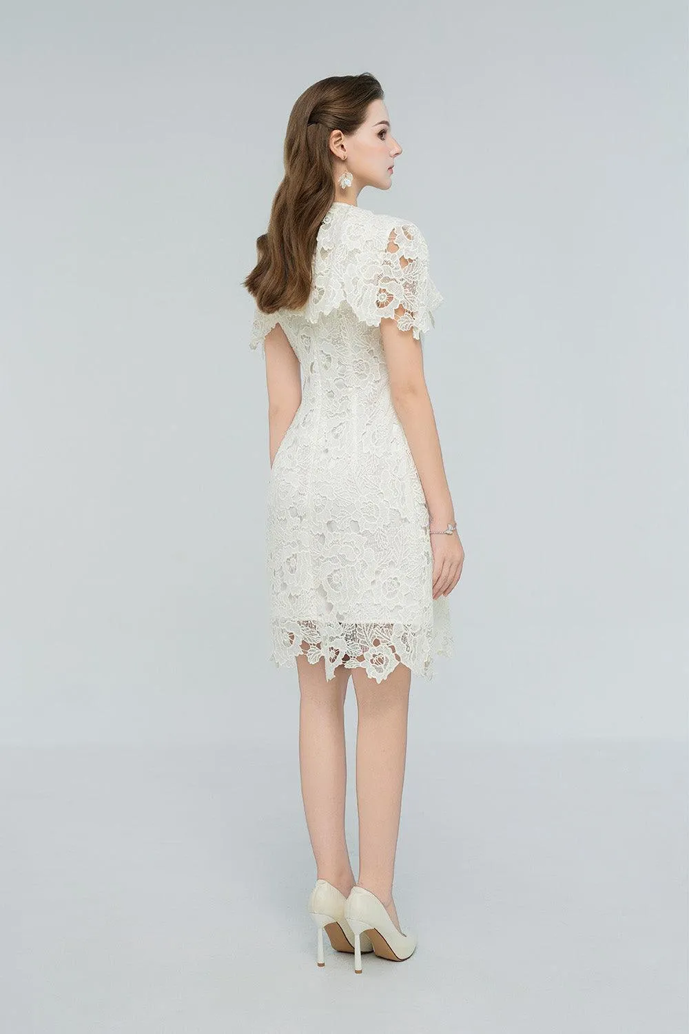 Nataly A-line Draped Lace Mini Dress