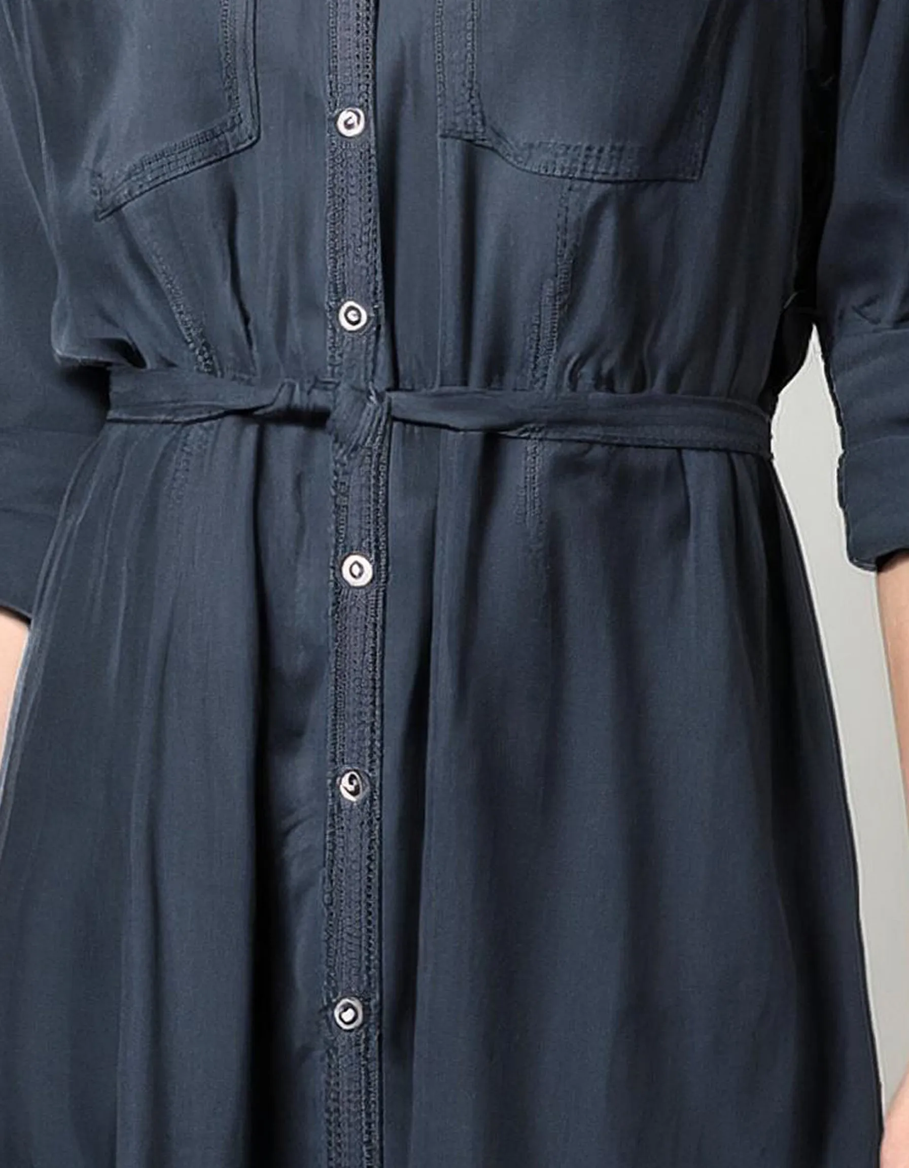 Navy Button-Down Shirt Dress