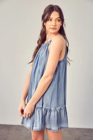 *Online Exclusive* Halter Dress (Vintage Denim)