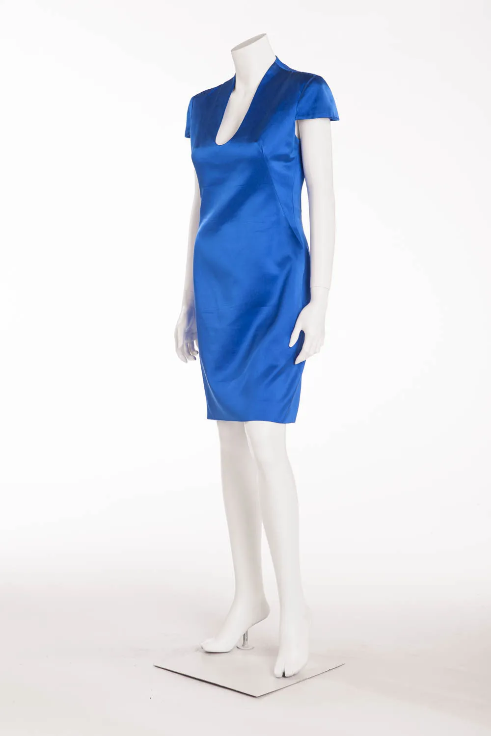 Original Alexander McQueen - Short Sleeve Silk Electric Blue Dress - IT 42