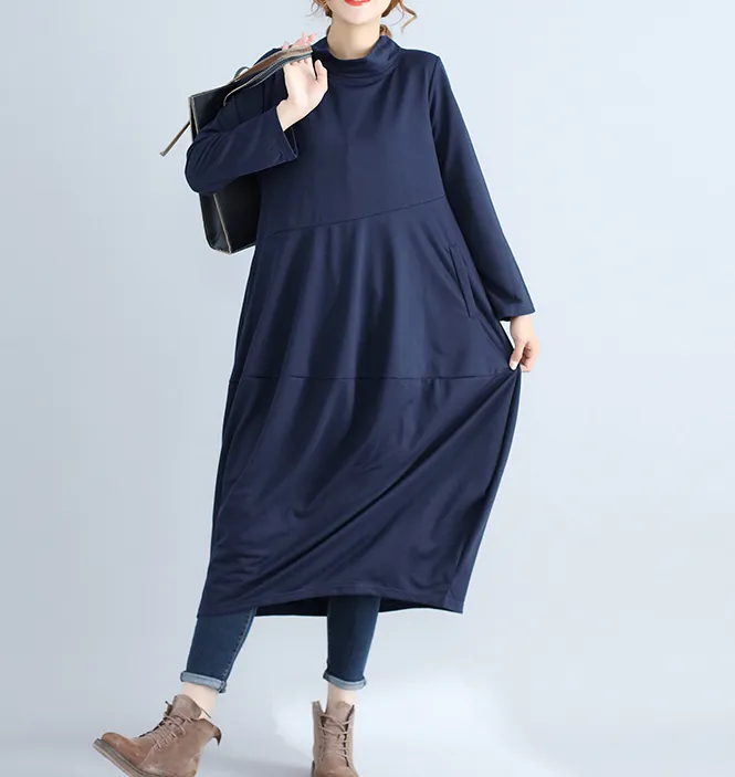 Patchwork Fall Cotton Lantern Dresses Casual Women Dresses SSM97217