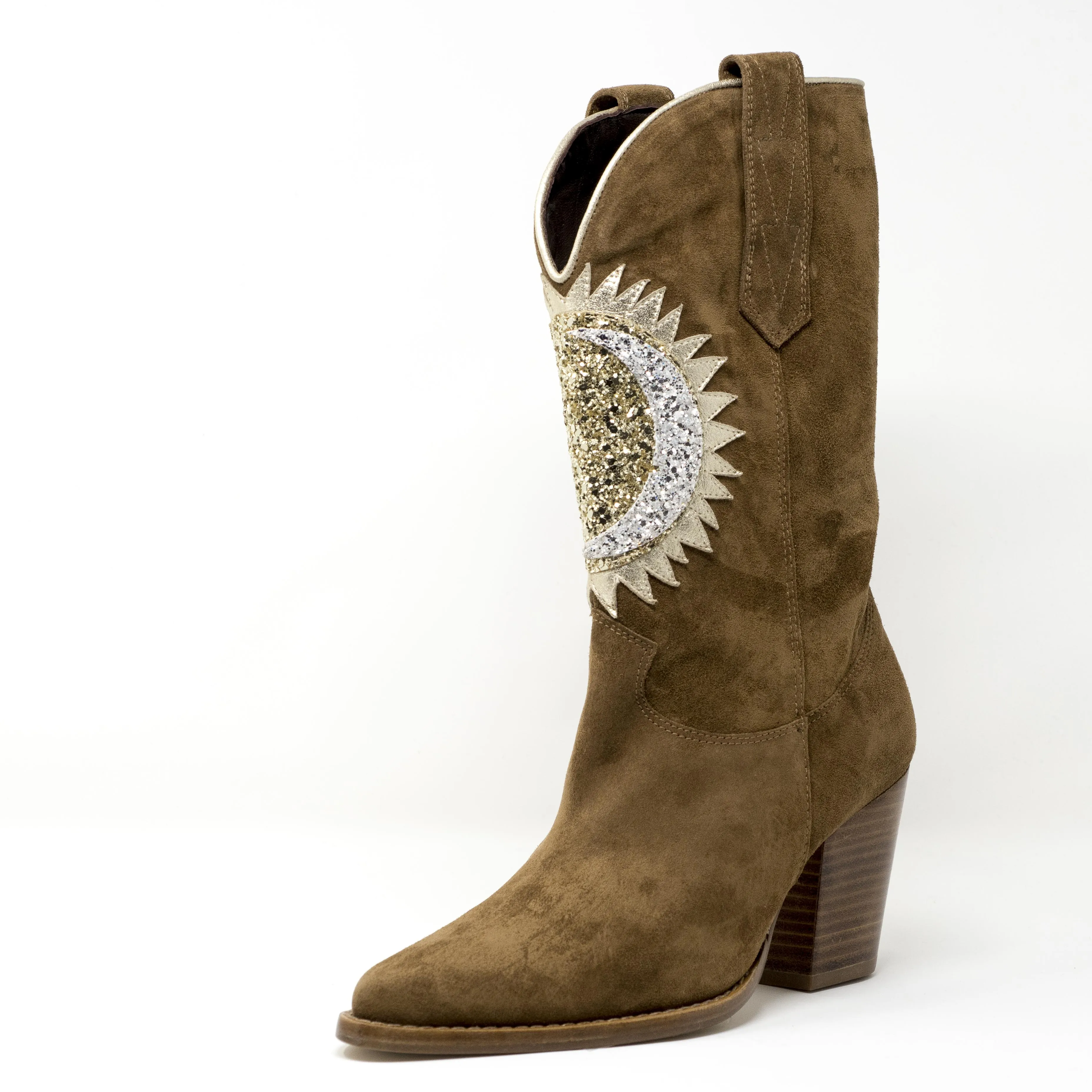 Patricia Blanchet Marionnette Beige Suede Cowboy Boots