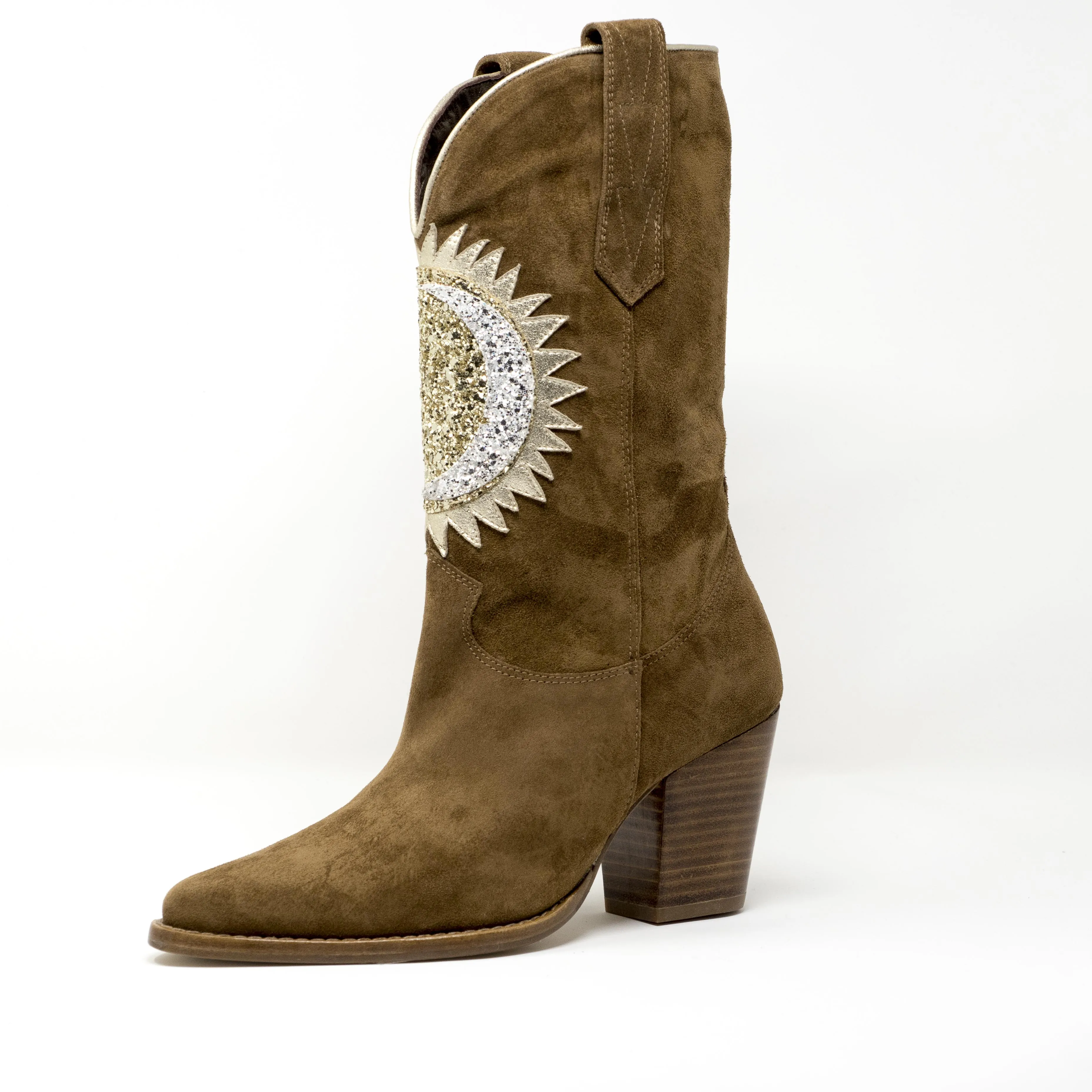 Patricia Blanchet Marionnette Beige Suede Cowboy Boots