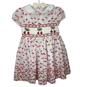 Peter Pan Collar Smocked Dress / Cherries