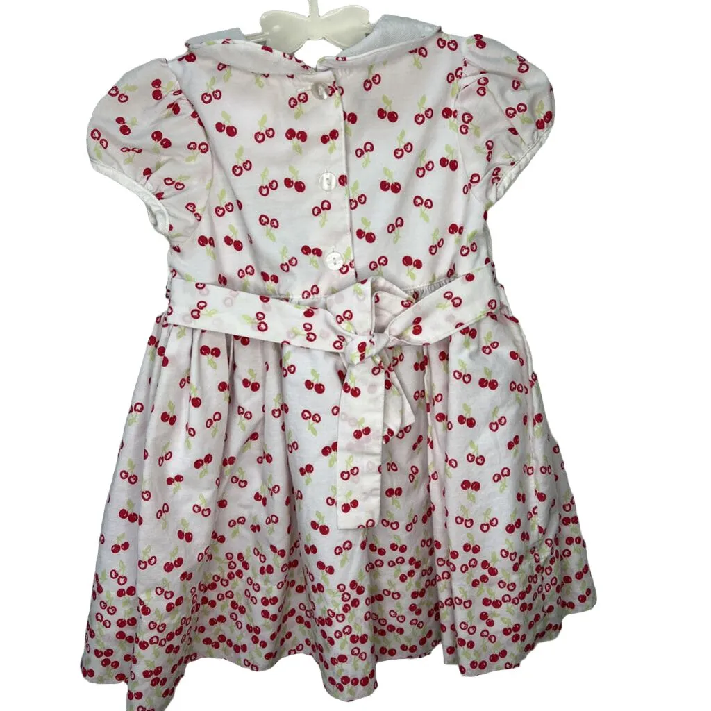 Peter Pan Collar Smocked Dress / Cherries