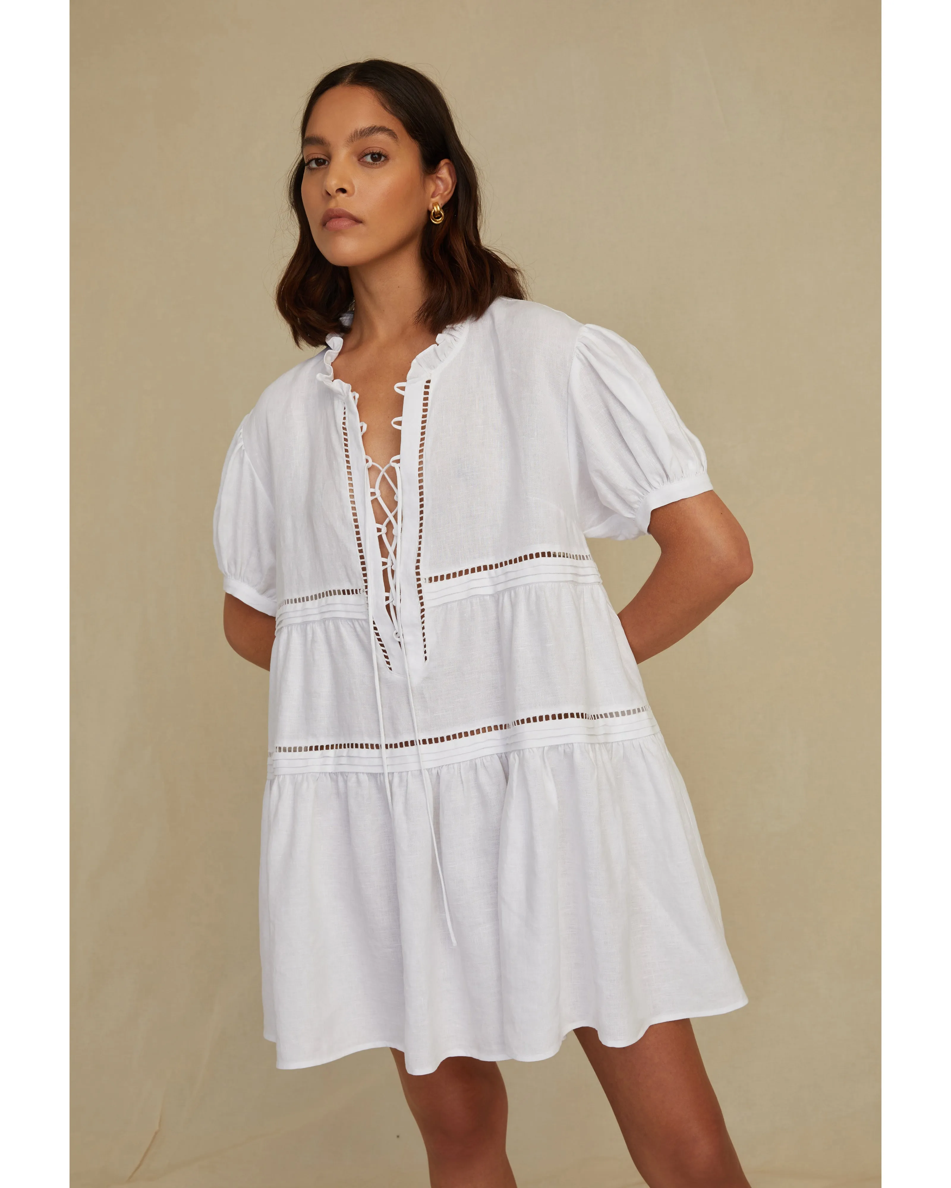 Quincy Linen Tie-Front Mini Dress