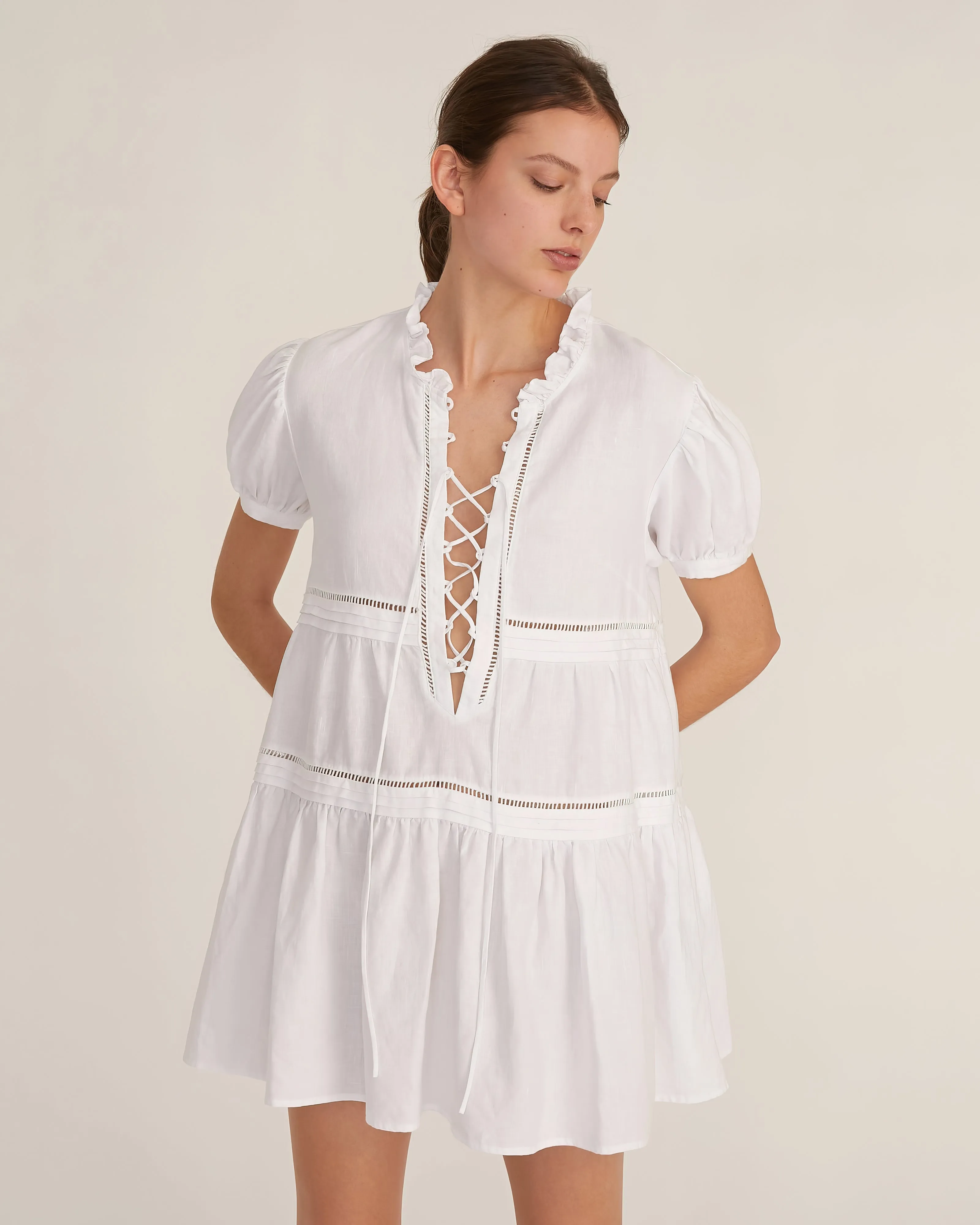 Quincy Linen Tie-Front Mini Dress