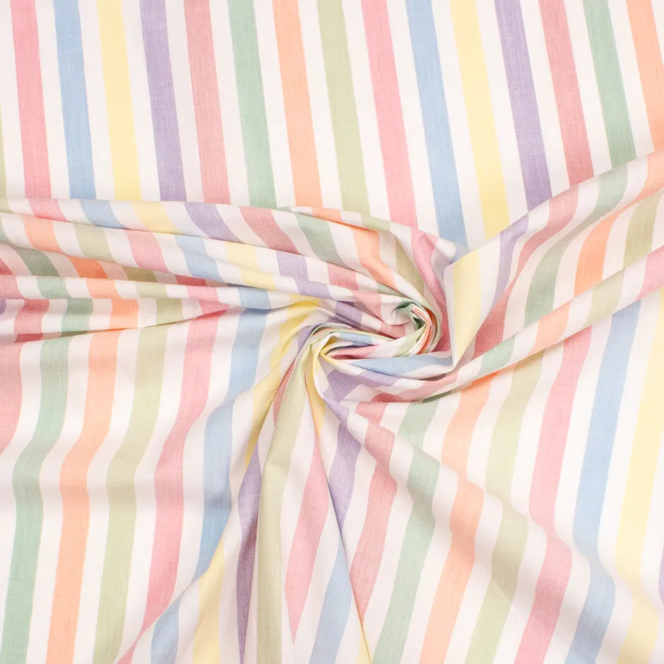 Rainbow Coloured Candy Striped Shirting Cotton