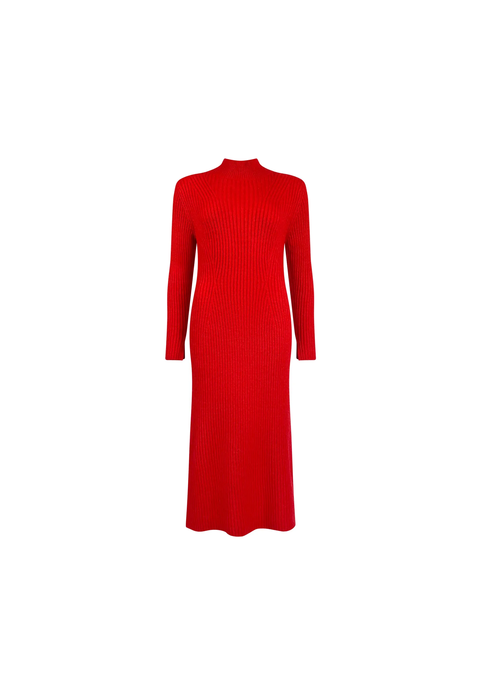 Red High Neck Jumper Dress