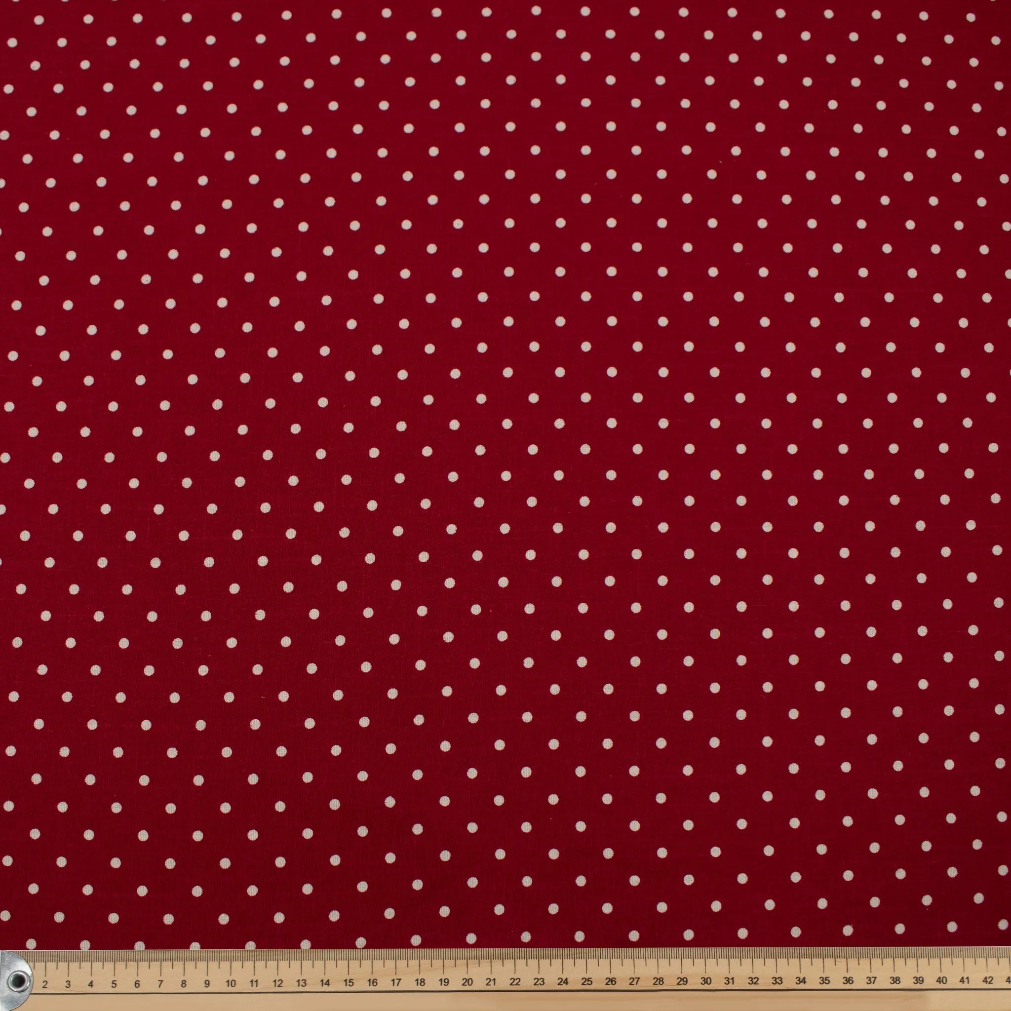 Red Natural Medium Dots Cotton Canvas Print