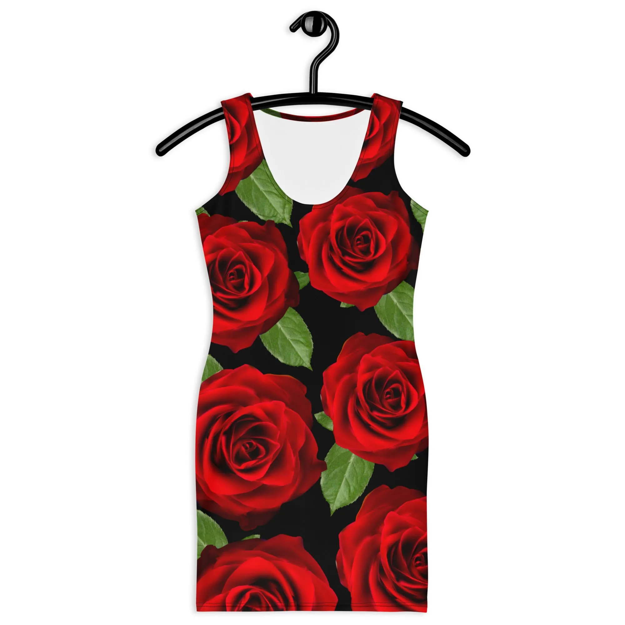 Red Roses Black Bodycon Dress