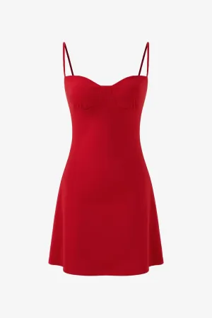 Red Spaghetti Strap A-line Mini Dress