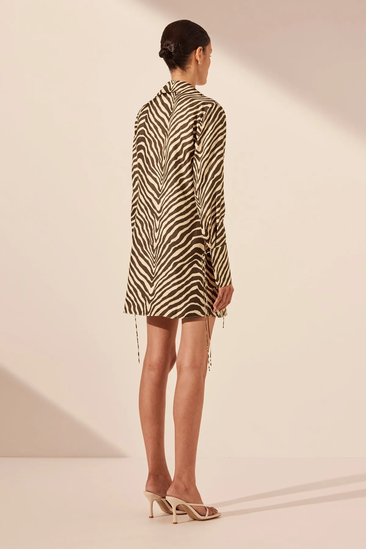 SANA SILK SHIRT TIE MINI DRESS