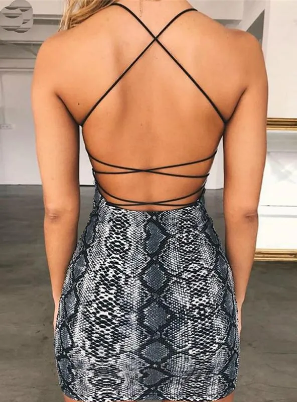 Sexy Cross Bandage Backless Bodycon Dress