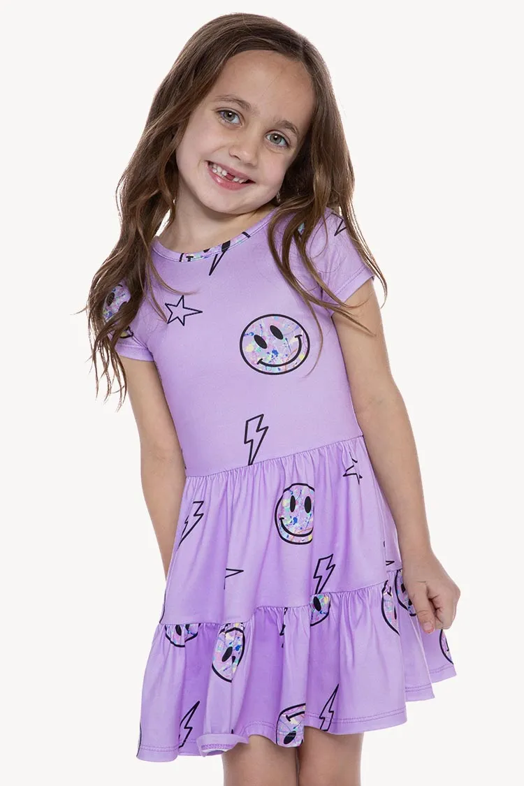 Simply Soft Short Sleeve Tiered Dress - Violet Smile Bolts