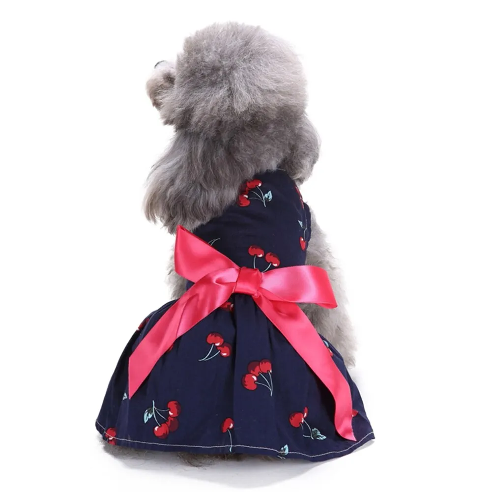 Summer Dog Dresses Cotton Cherry Patterns