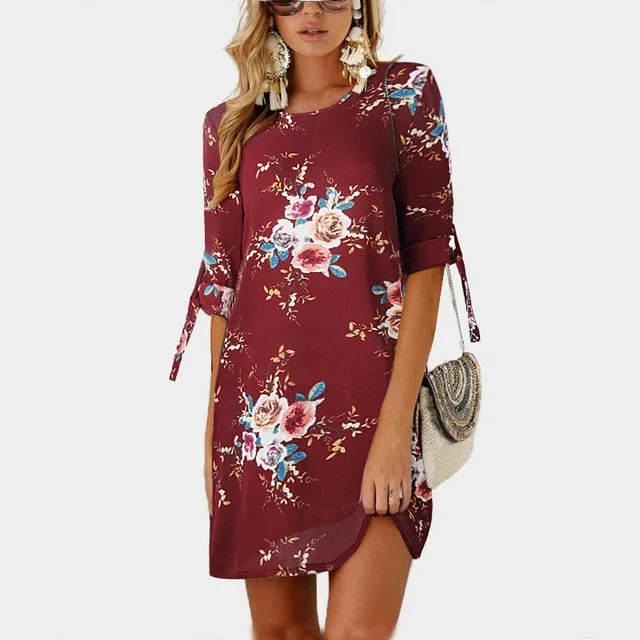 Summer Stylish Ladies' Floral Print Loose Chiffon Sundress