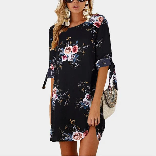 Summer Stylish Ladies' Floral Print Loose Chiffon Sundress