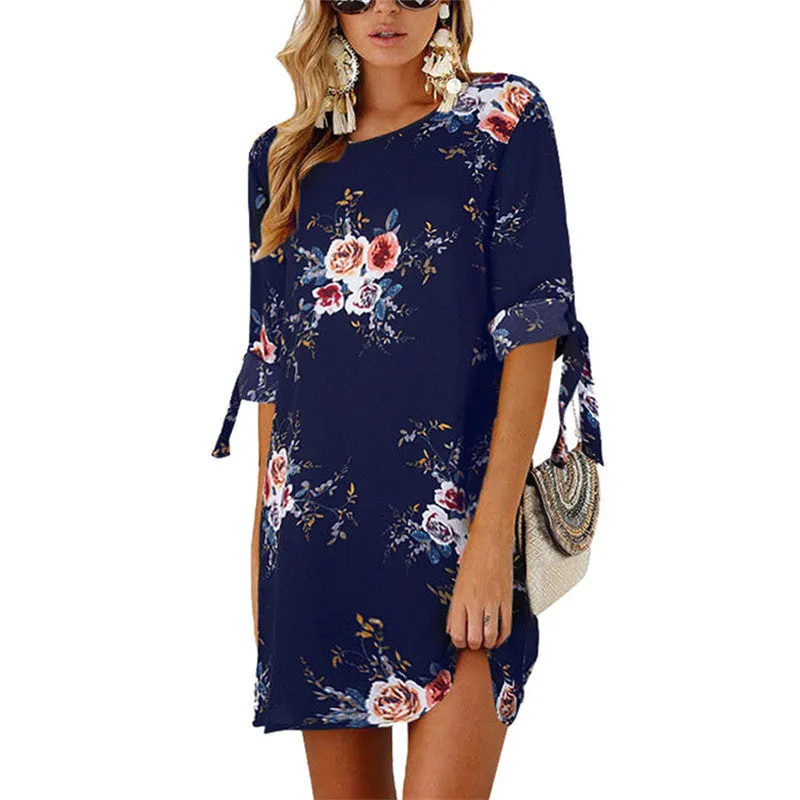 Summer Stylish Ladies' Floral Print Loose Chiffon Sundress