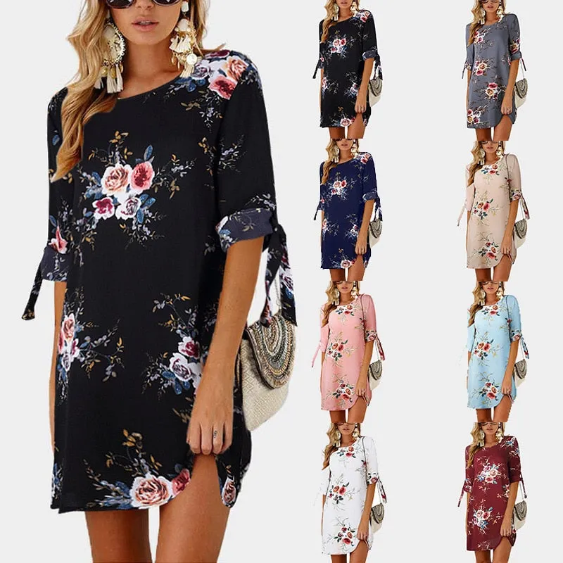 Summer Stylish Ladies' Floral Print Loose Chiffon Sundress