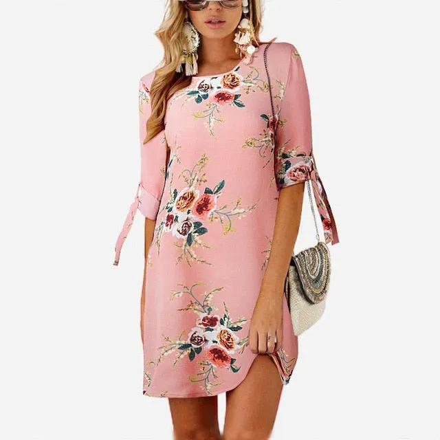 Summer Stylish Ladies' Floral Print Loose Chiffon Sundress