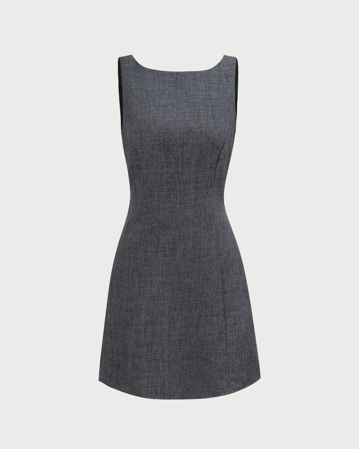 The Grey Boat Neck Sleeveless Mini Dress