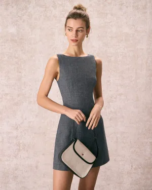 The Grey Boat Neck Sleeveless Mini Dress