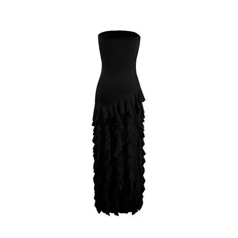 Tube Ruffles Stylish Fringe Midi Dress