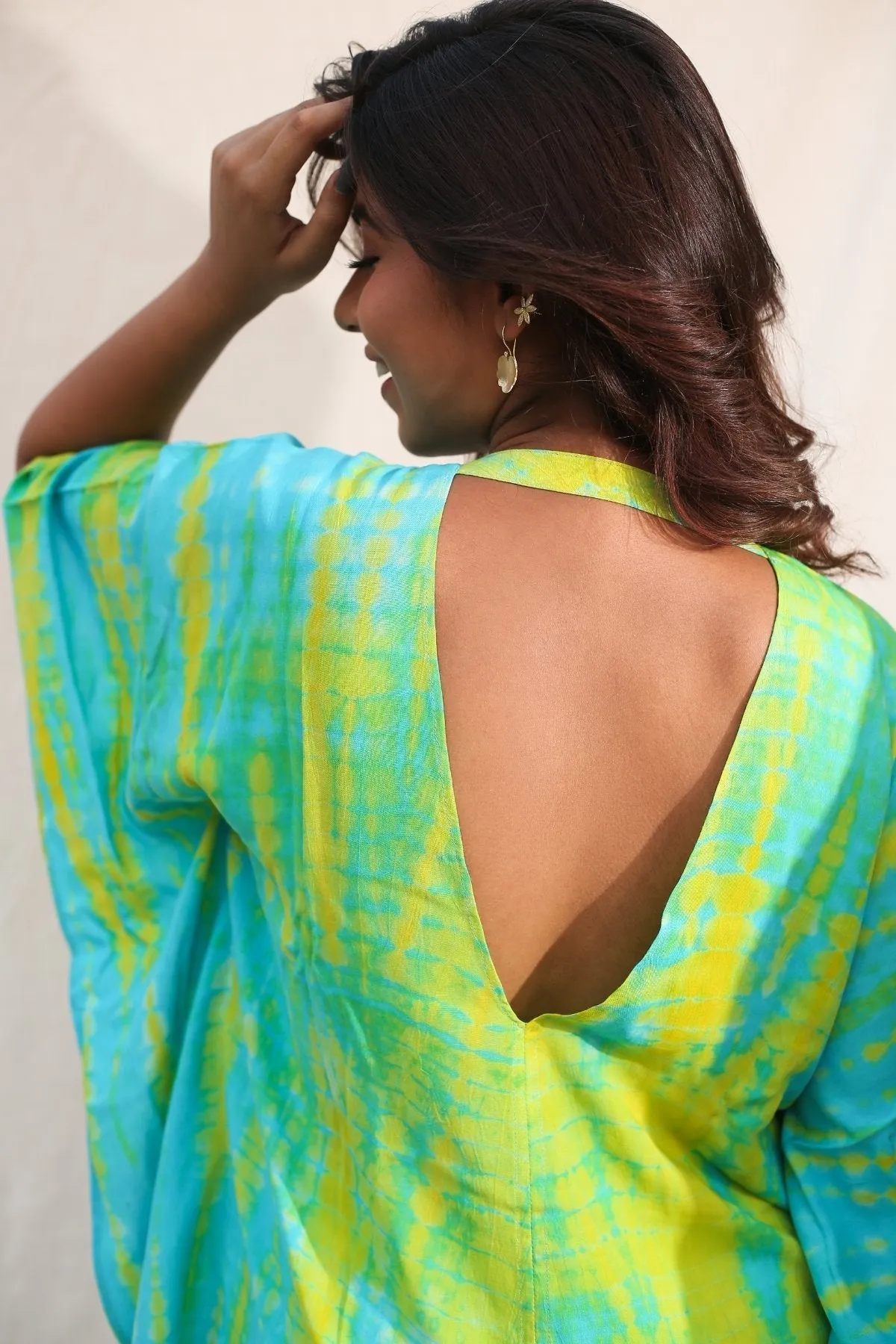 Turquoise And Lime Green Kaftan