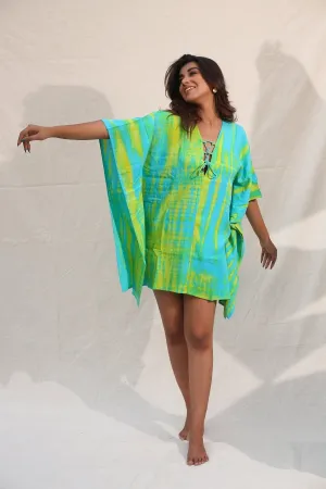 Turquoise And Lime Green Kaftan