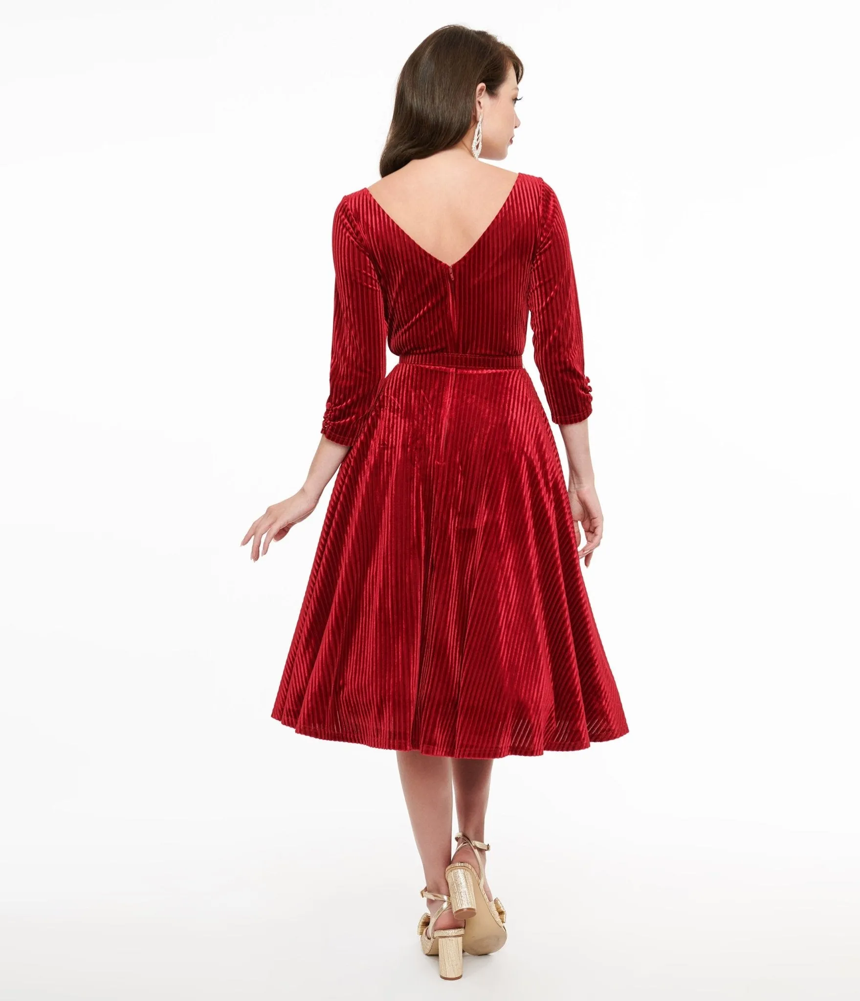 Unique Vintage 1950s Burgundy Textured Velvet Devon Swing Dress