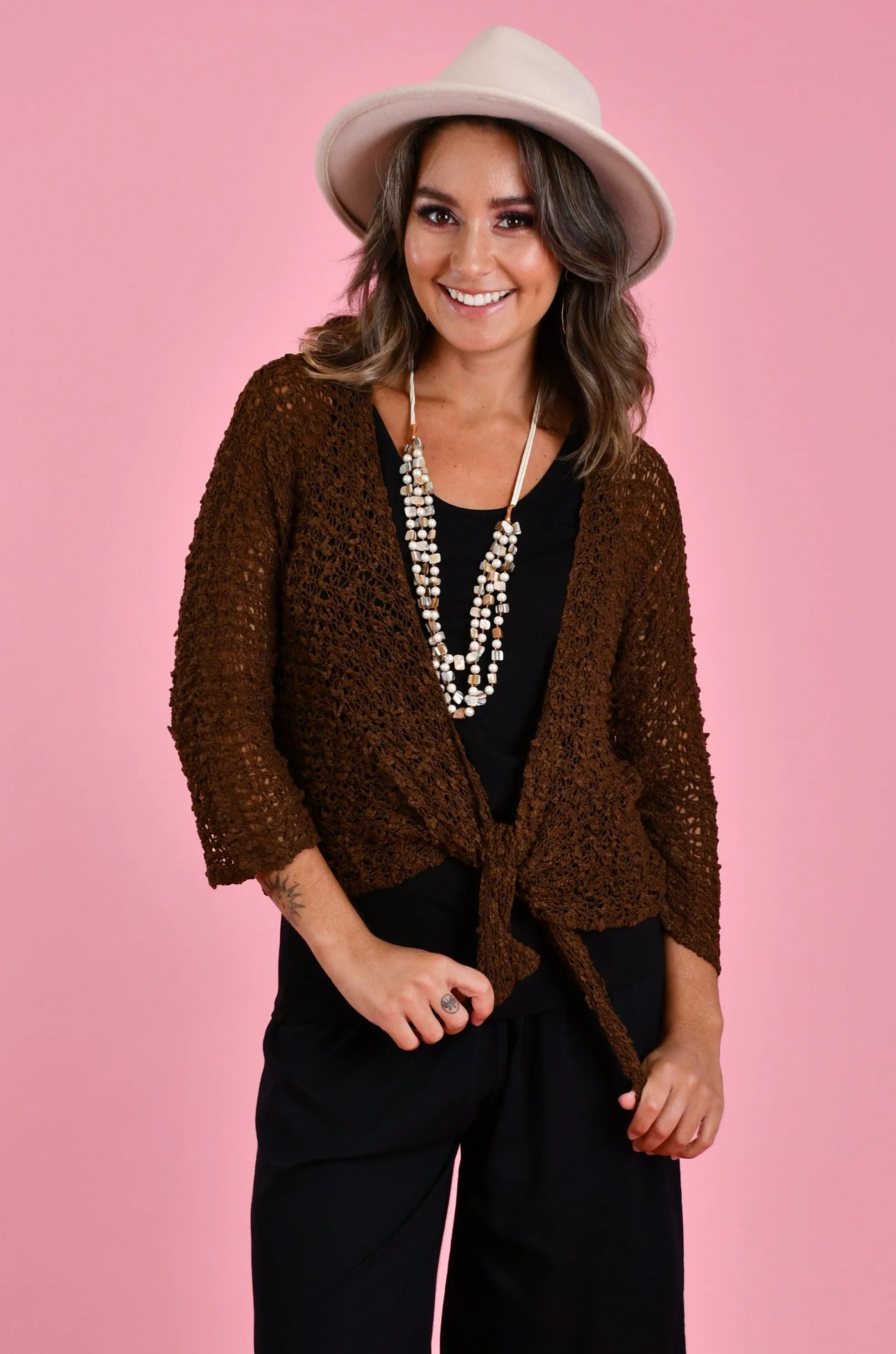 VBLJ068 - AMELIA KNIT JACKET - CHOCOLATE